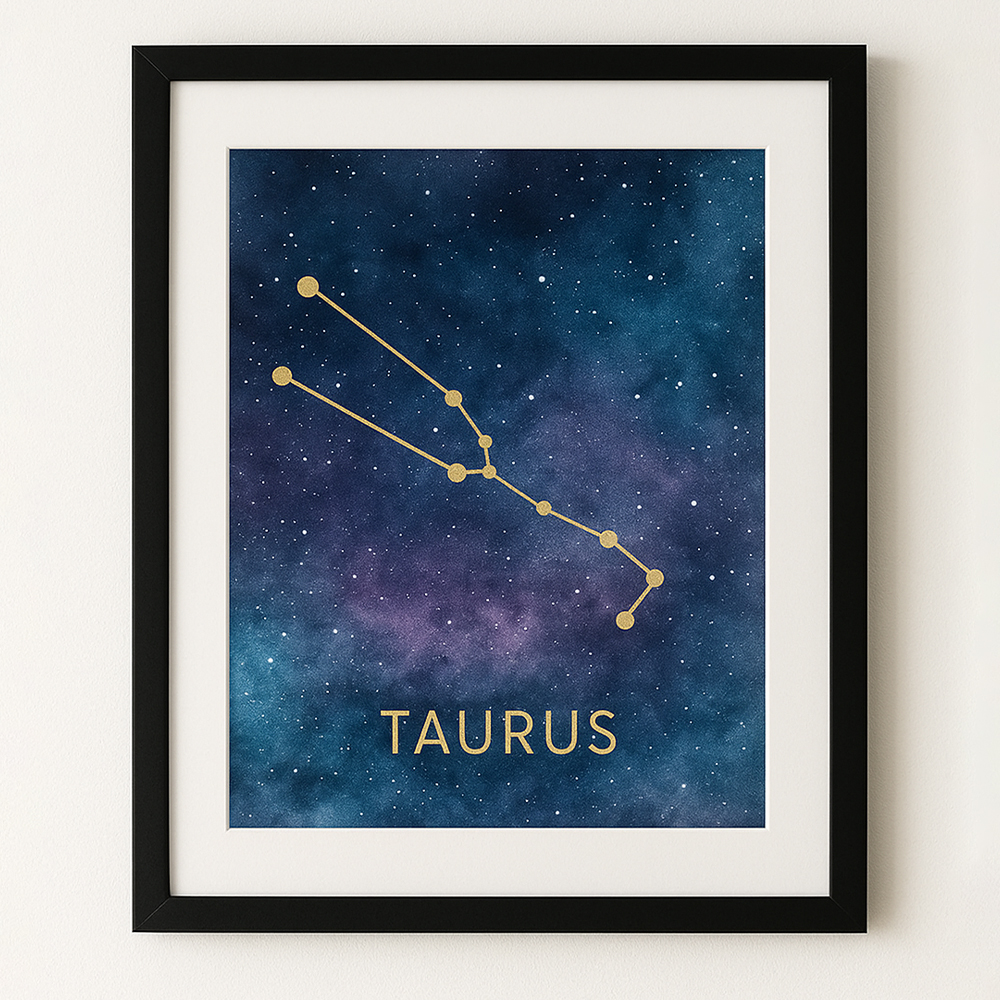 Zodiac Constellation Wall Art Frame – Celestial Galaxy Print